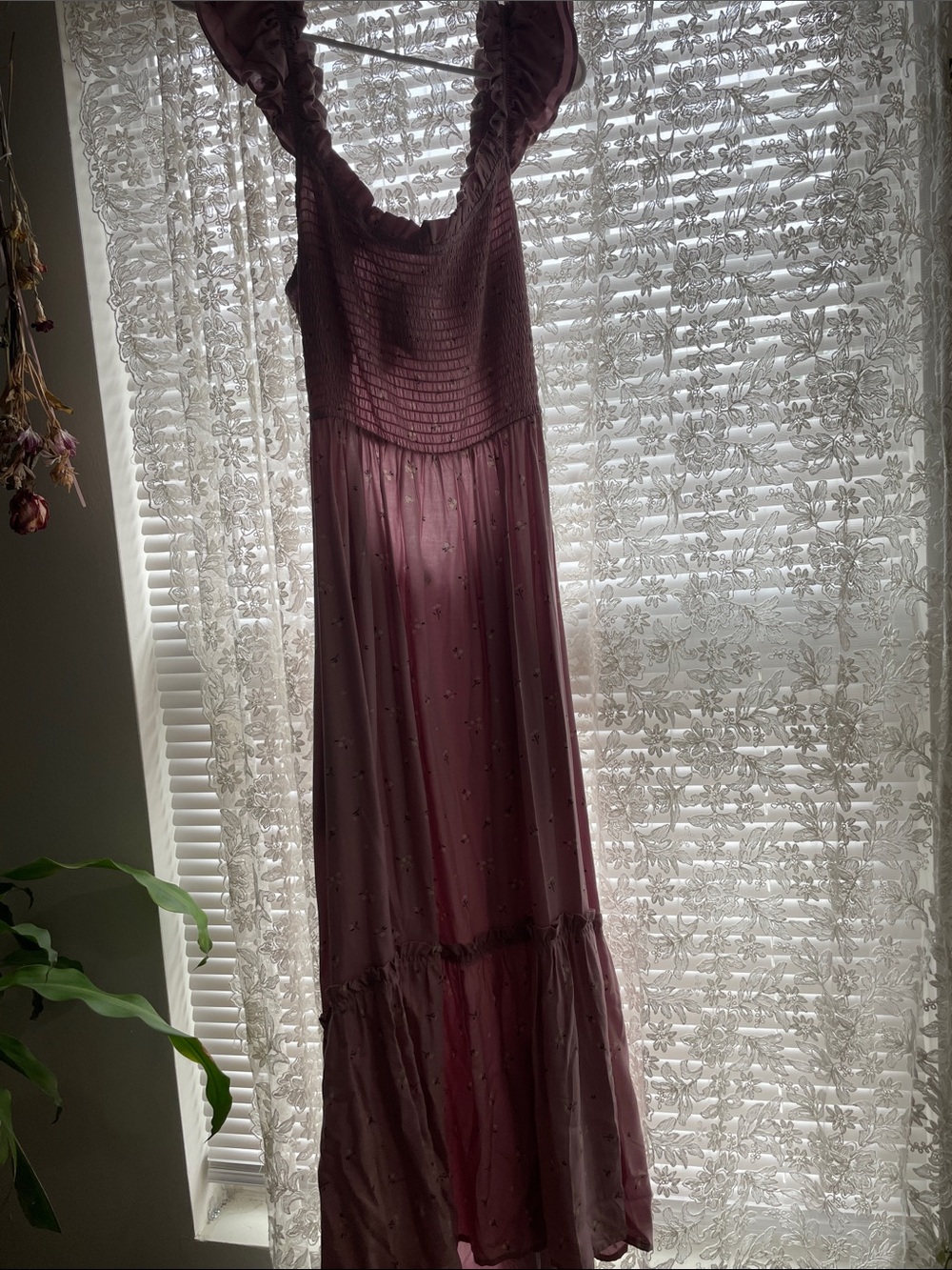 Lee Mauve Ruffle Strap Maxi Dress
